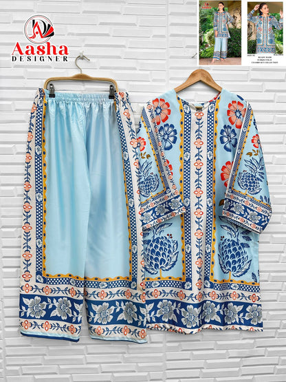 Turkis Vol 8 Karachi Aasha Designer Satin Co Ord Set Wholesaler