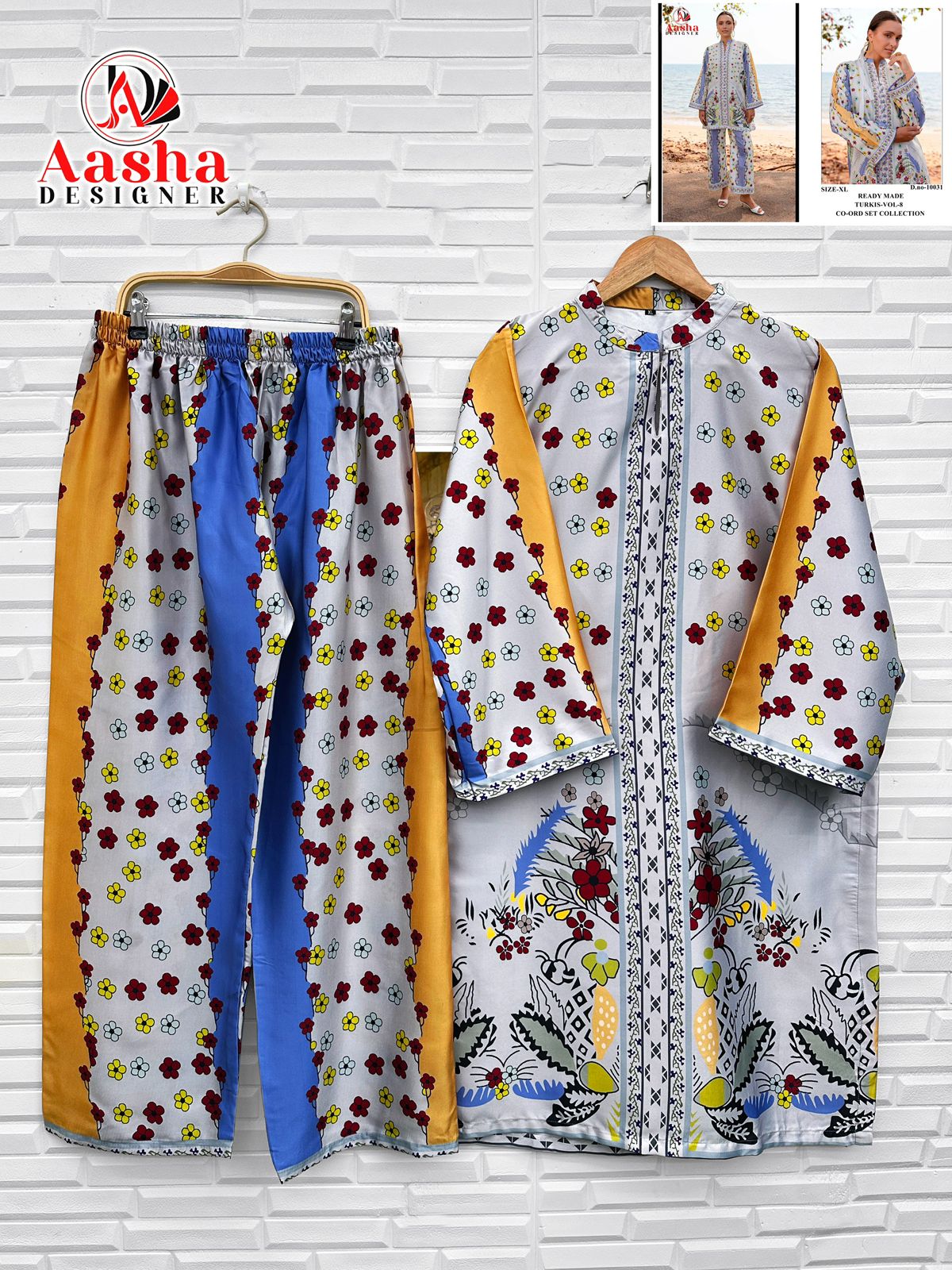 Turkis Vol 8 Karachi Aasha Designer Satin Co Ord Set Wholesaler