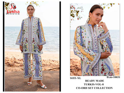 Turkis Vol 8 Karachi Aasha Designer Satin Co Ord Set Wholesaler