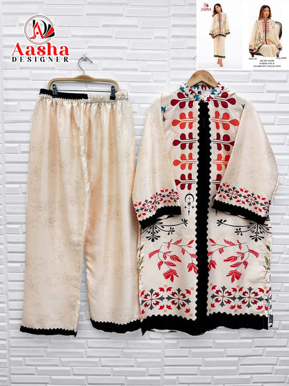 Turkis Vol 8 Karachi Aasha Designer Satin Co Ord Set Wholesaler