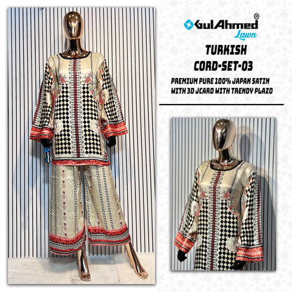Turkish 3 Karachi Gul Ahmed Japan Satin Co Ord Set Wholesaler