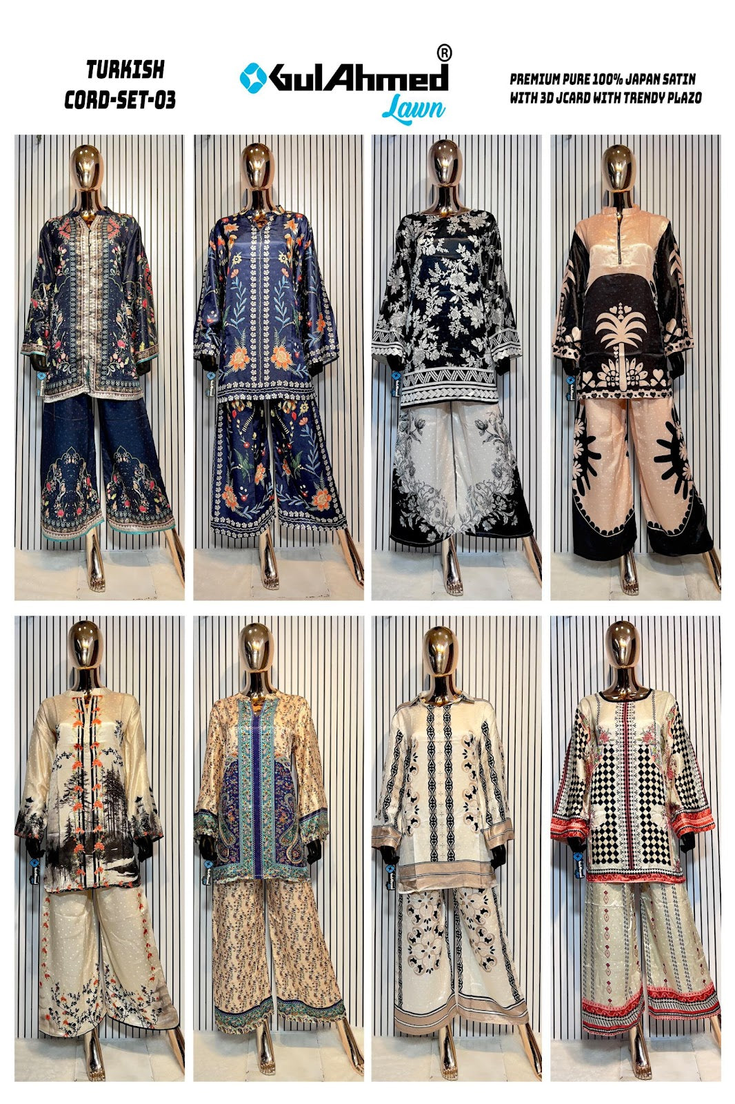 Turkish 3 Karachi Gul Ahmed Japan Satin Co Ord Set Wholesaler