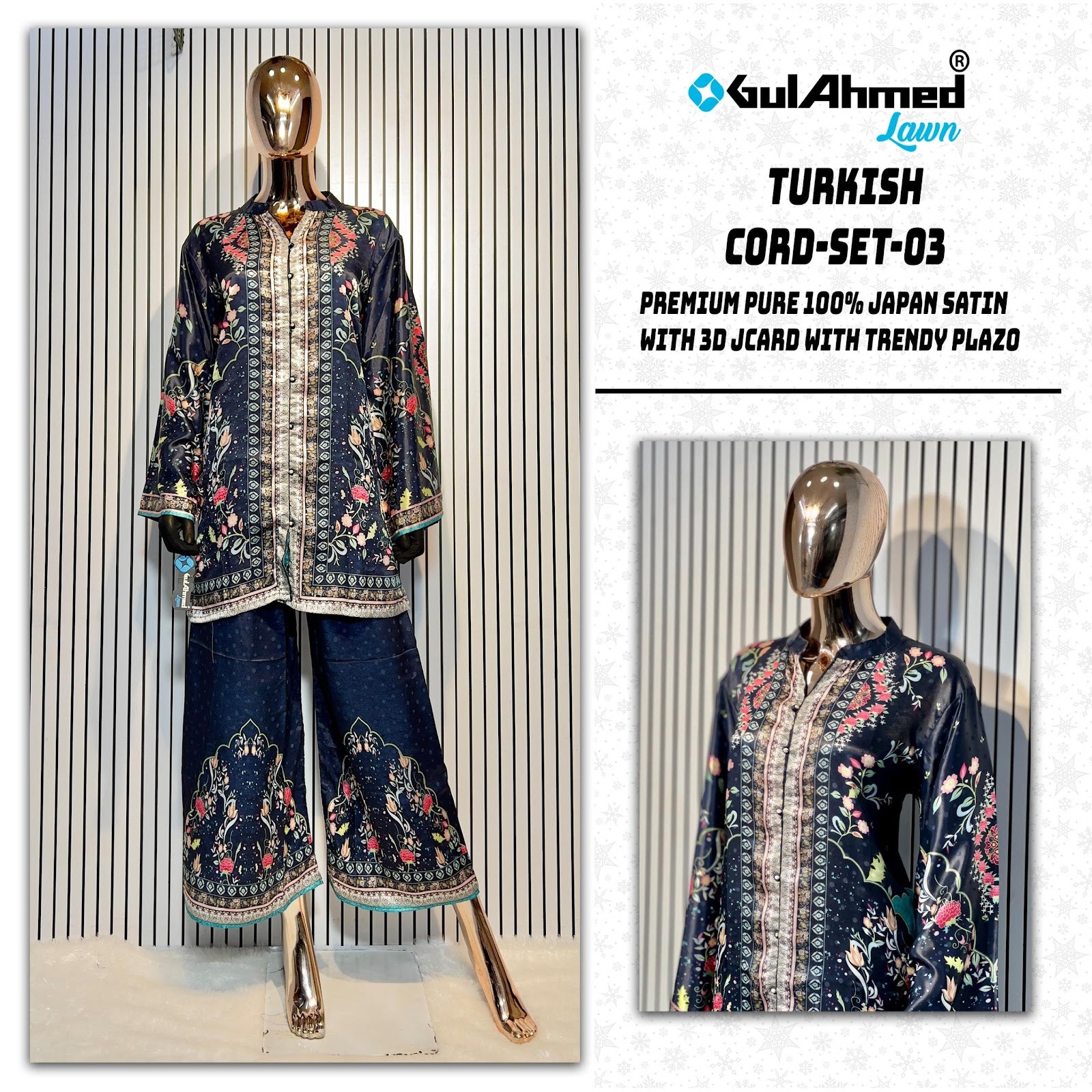 Turkish 3 Karachi Gul Ahmed Japan Satin Co Ord Set Wholesaler