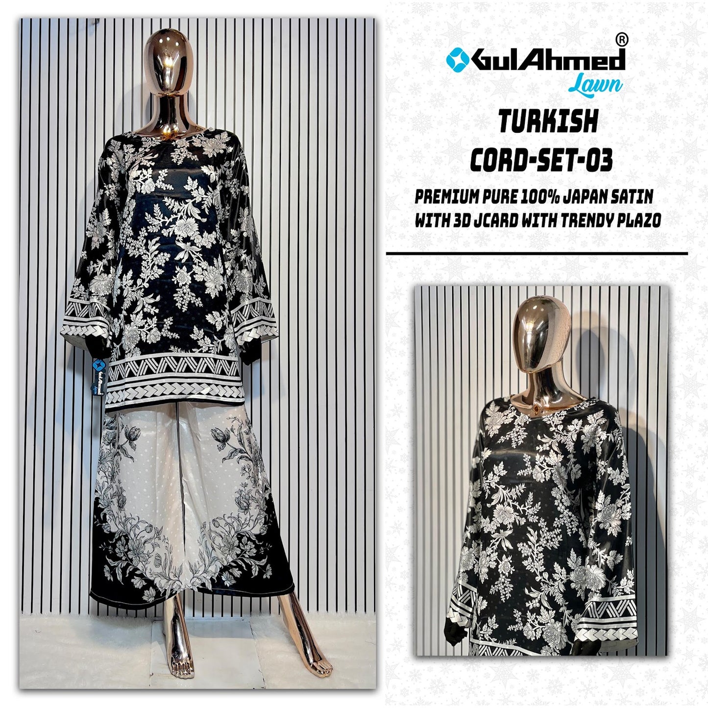 Turkish 3 Karachi Gul Ahmed Japan Satin Co Ord Set Wholesaler