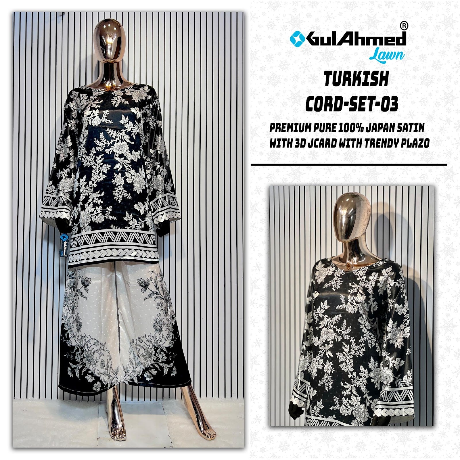 Turkish 3 Karachi Gul Ahmed Japan Satin Co Ord Set Wholesaler