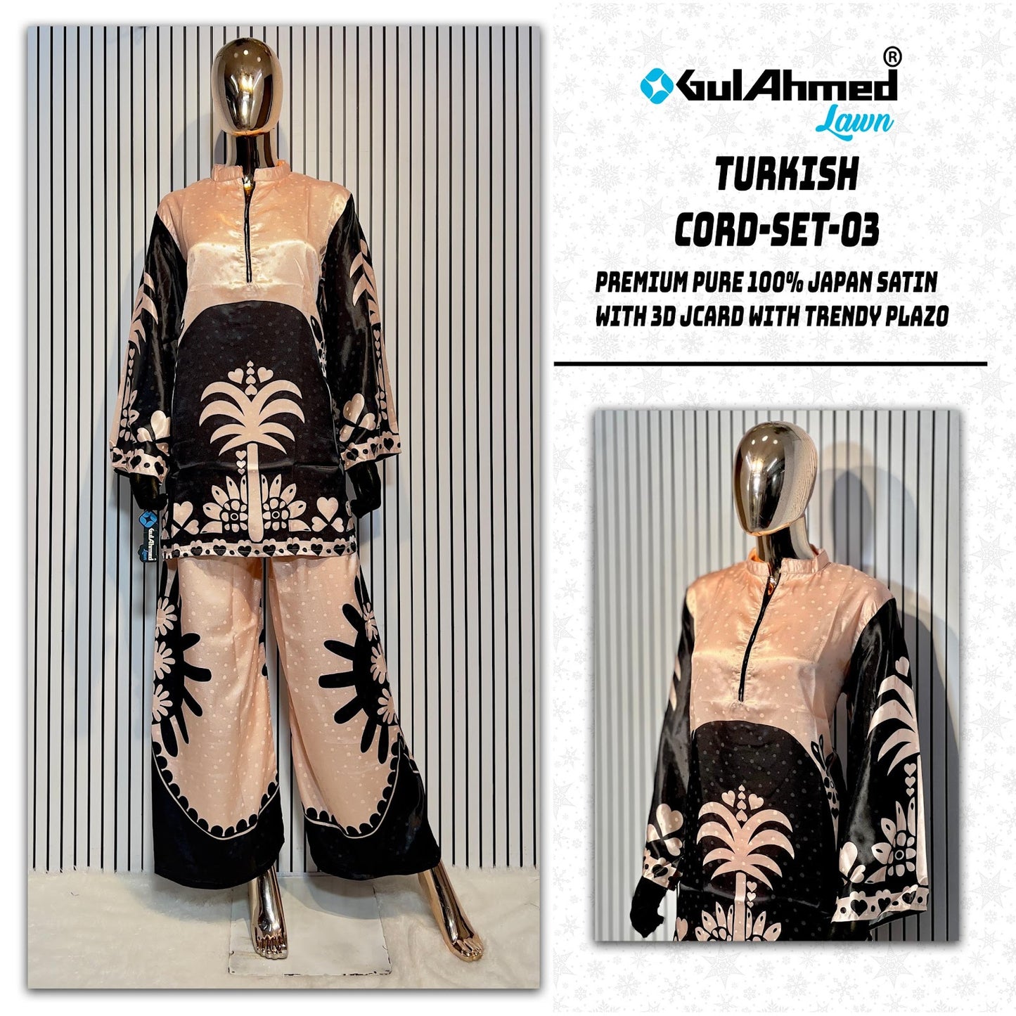 Turkish 3 Karachi Gul Ahmed Japan Satin Co Ord Set Wholesaler