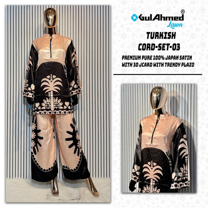 Turkish 3 Karachi Gul Ahmed Japan Satin Co Ord Set Wholesaler