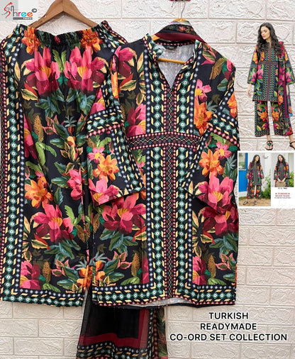 Turkish Co Ord Set Shree Fabs Satin Karachi Readymade Suits Wholesaler Gujarat