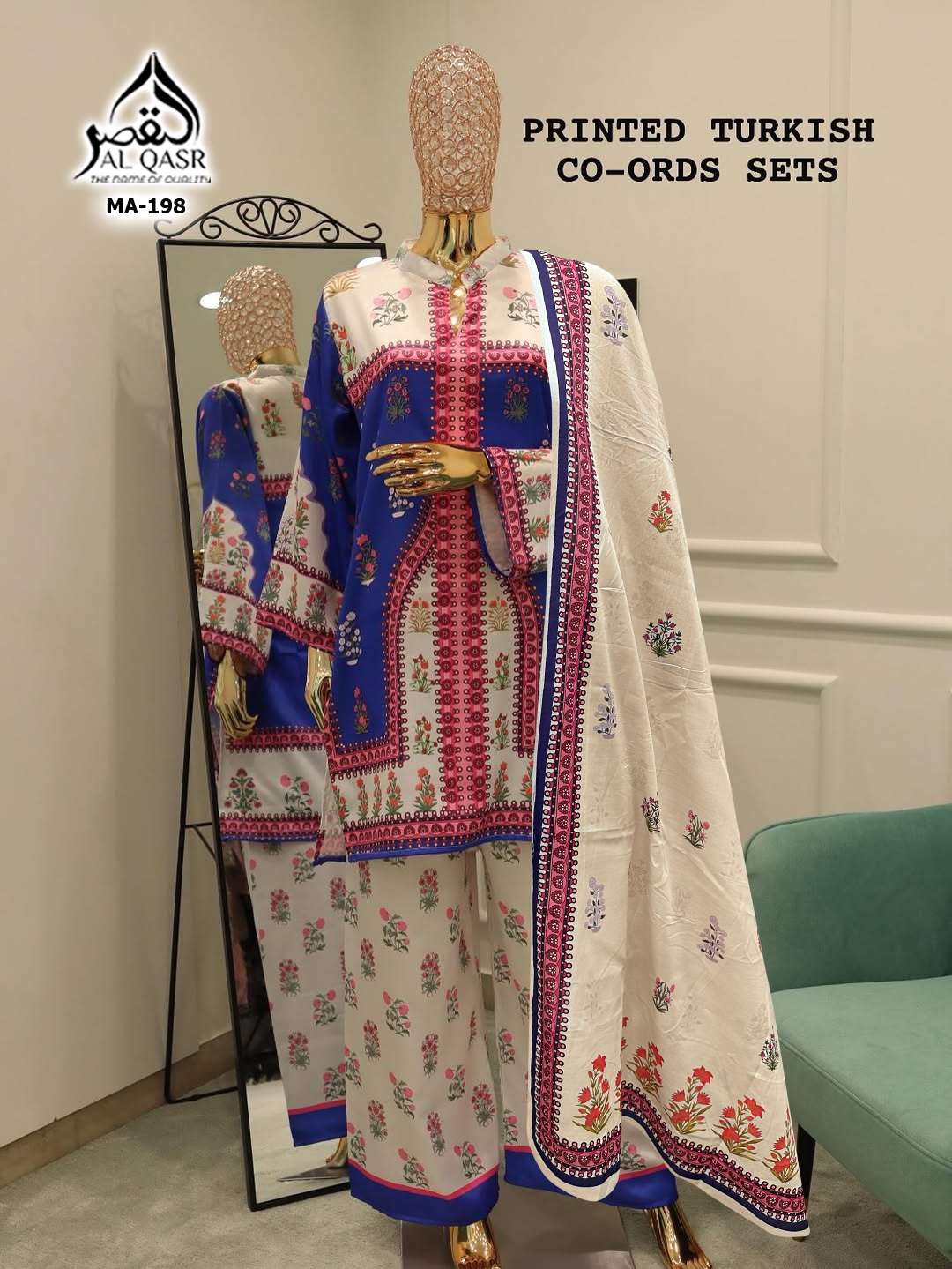 Turkish Design Ma 199 Al Qasr Satin Karachi Readymade Suits Exporter Gujarat