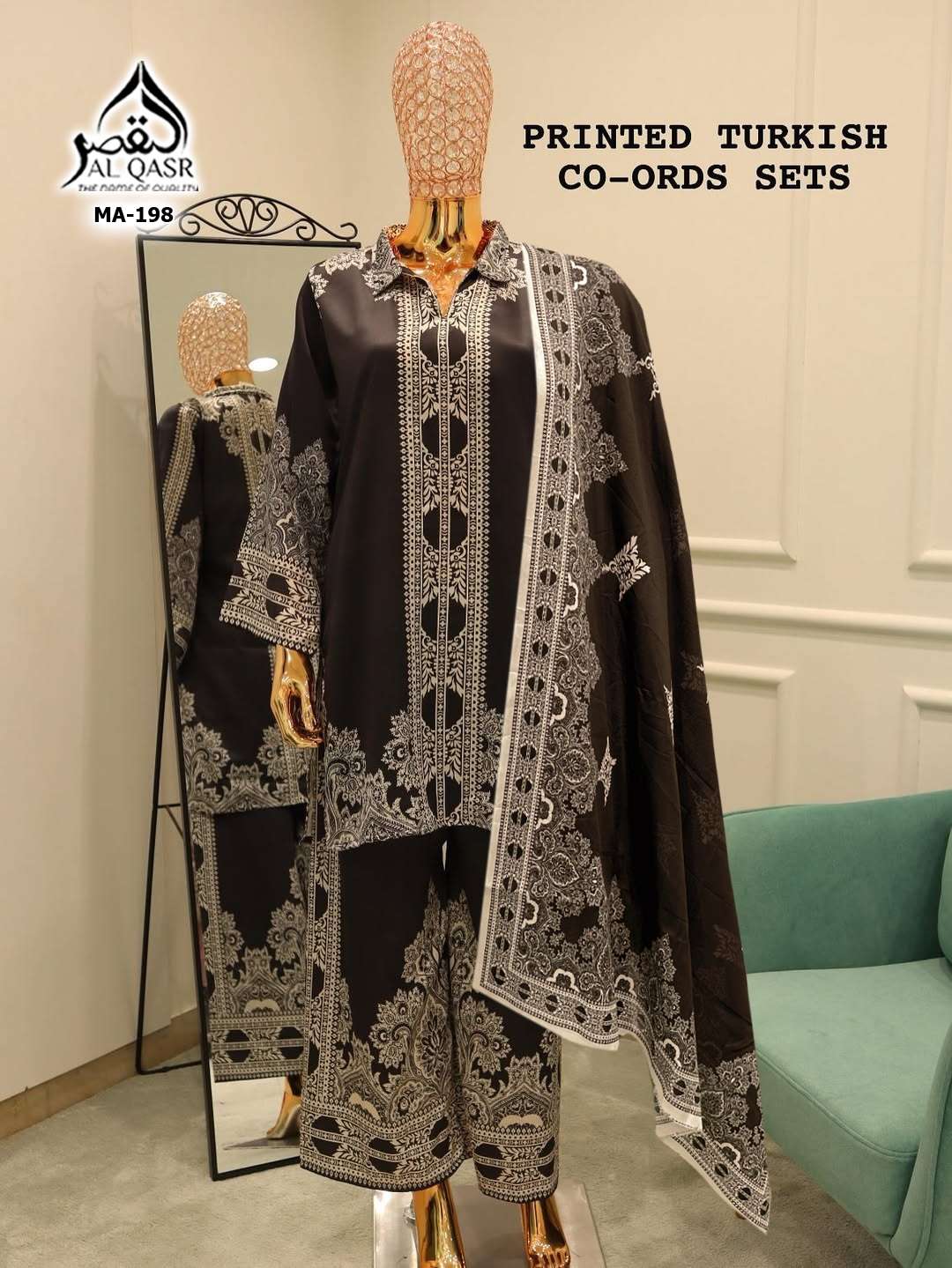 Turkish Design Ma 199 Al Qasr Satin Karachi Readymade Suits Exporter Gujarat