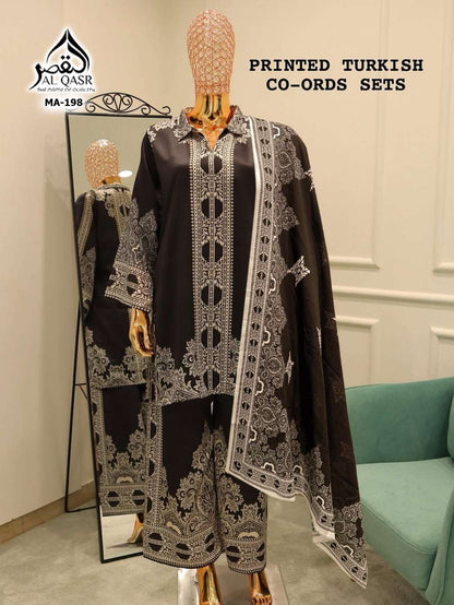 Turkish Design Ma 199 Al Qasr Satin Karachi Readymade Suits Exporter Gujarat