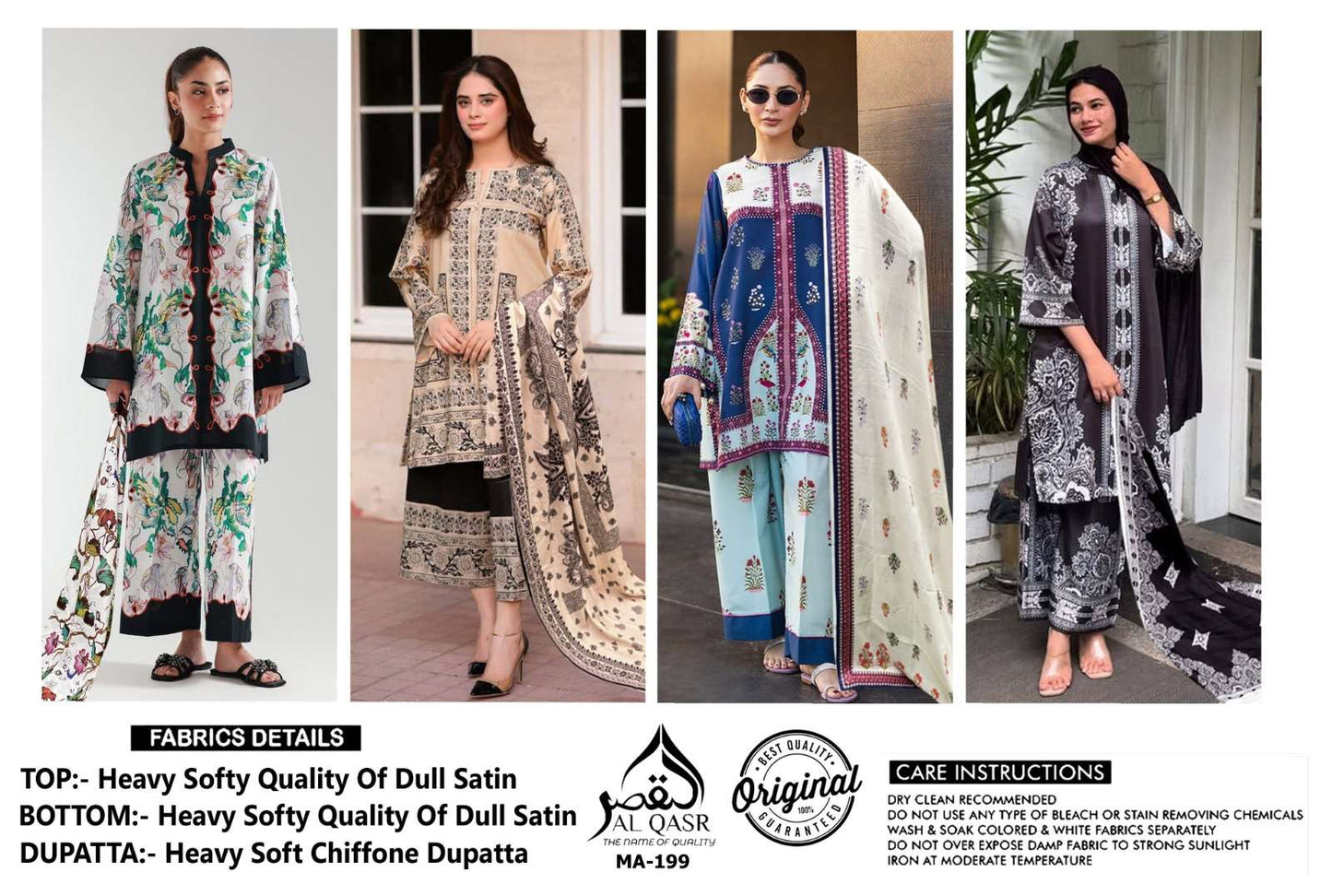 Turkish Design Ma 199 Al Qasr Satin Karachi Readymade Suits Exporter Gujarat