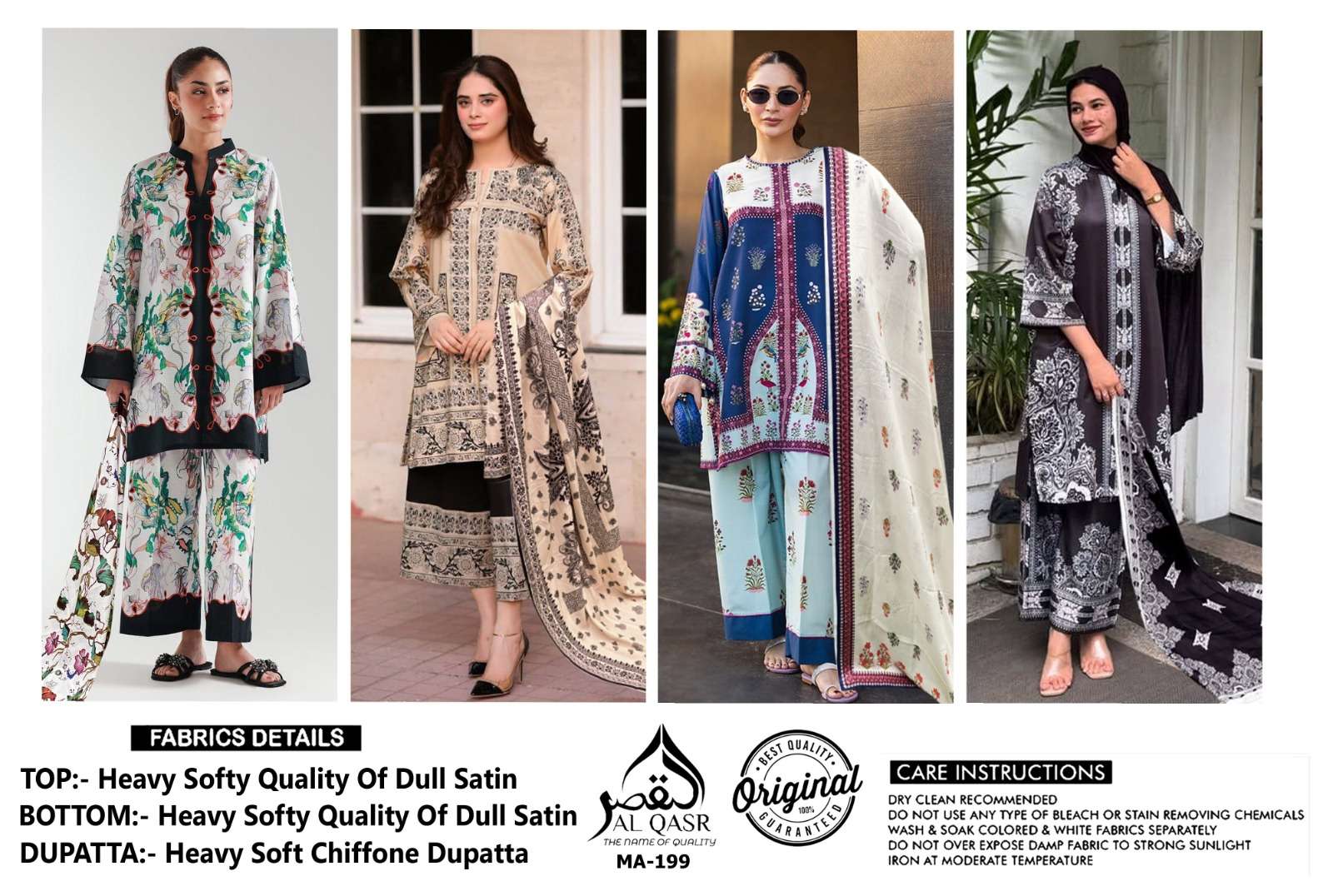Turkish Design Ma 199 Al Qasr Satin Karachi Readymade Suits Exporter Gujarat