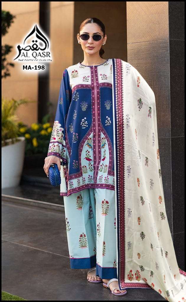 Turkish Design Ma 199 Al Qasr Satin Karachi Readymade Suits Exporter Gujarat