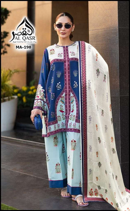 Turkish Design Ma 199 Al Qasr Satin Karachi Readymade Suits Exporter Gujarat