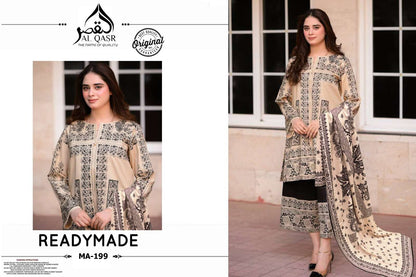 Turkish Design Ma 199 Al Qasr Satin Karachi Readymade Suits Exporter Gujarat