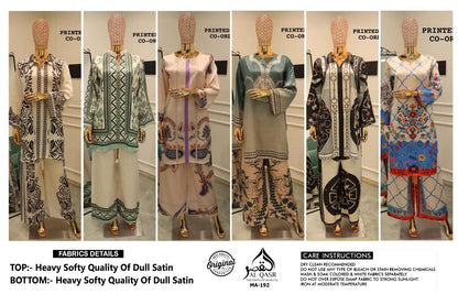 Turkish Design No 192 Al Qasr Satin Co Ord Set Manufacturer India
