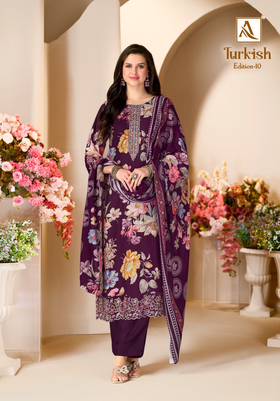 Turkish Edition 10 Alok Viscose Reyon Karachi Salwar Suits Wholesaler Gujarat