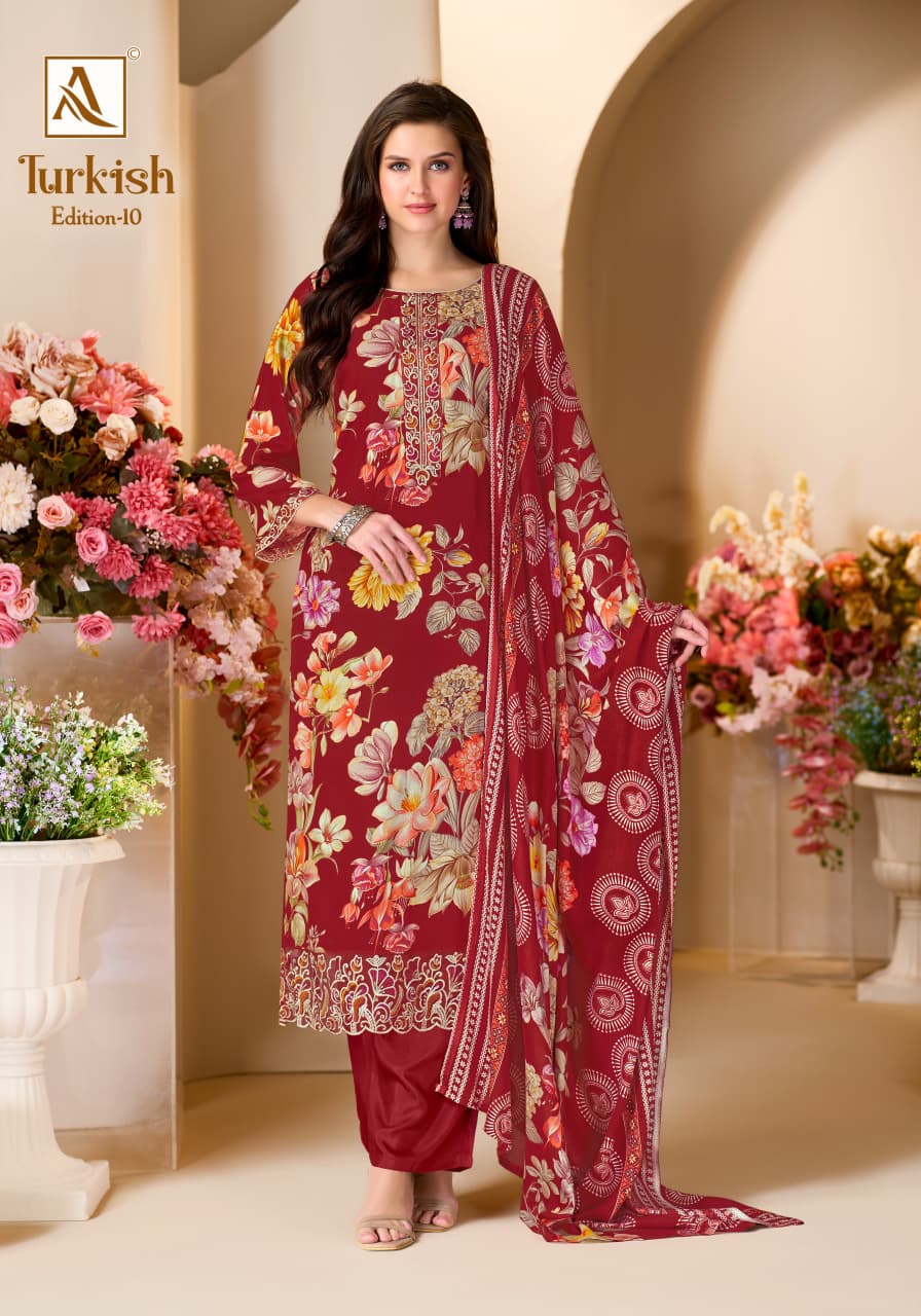Turkish Edition 10 Alok Viscose Reyon Karachi Salwar Suits Wholesaler Gujarat