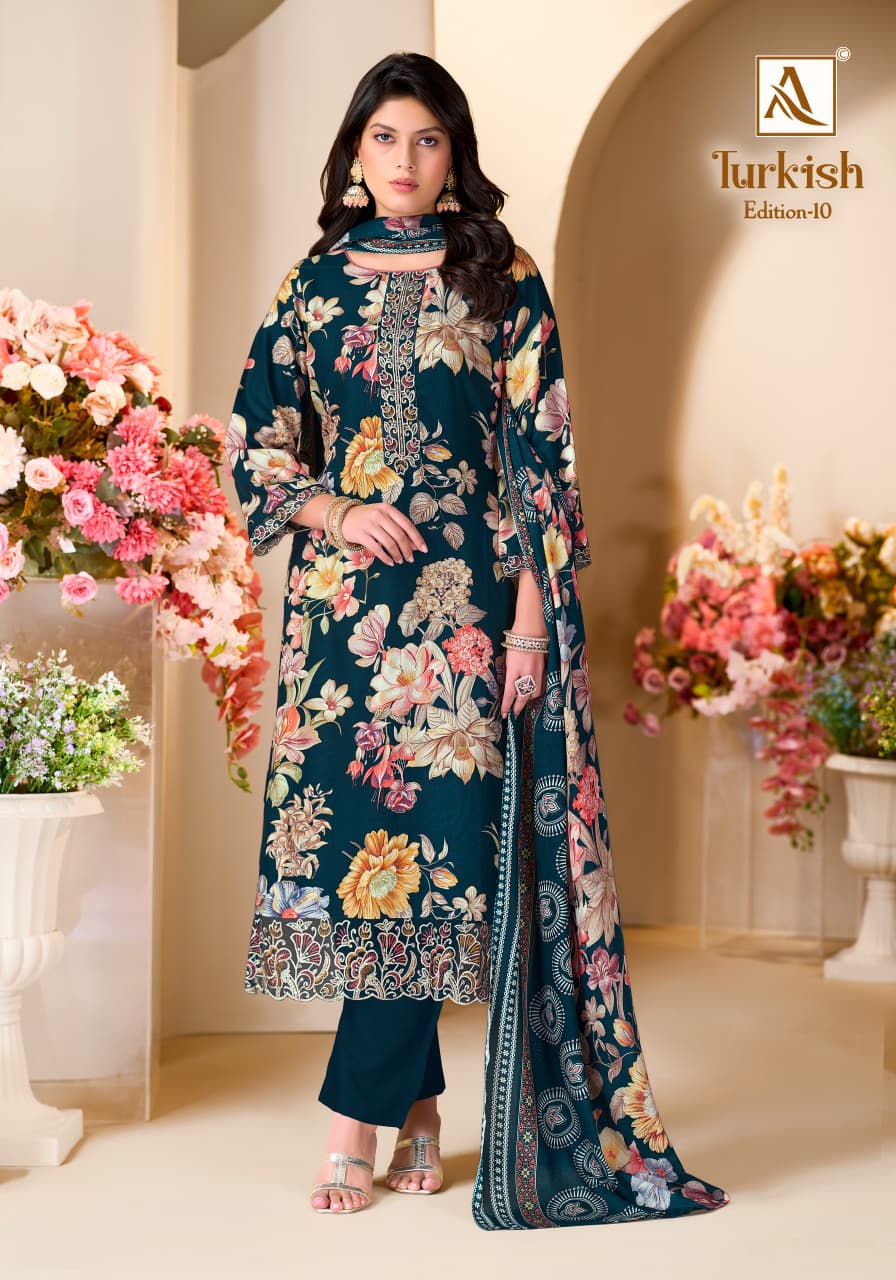 Turkish Edition 10 Alok Viscose Reyon Karachi Salwar Suits Wholesaler Gujarat