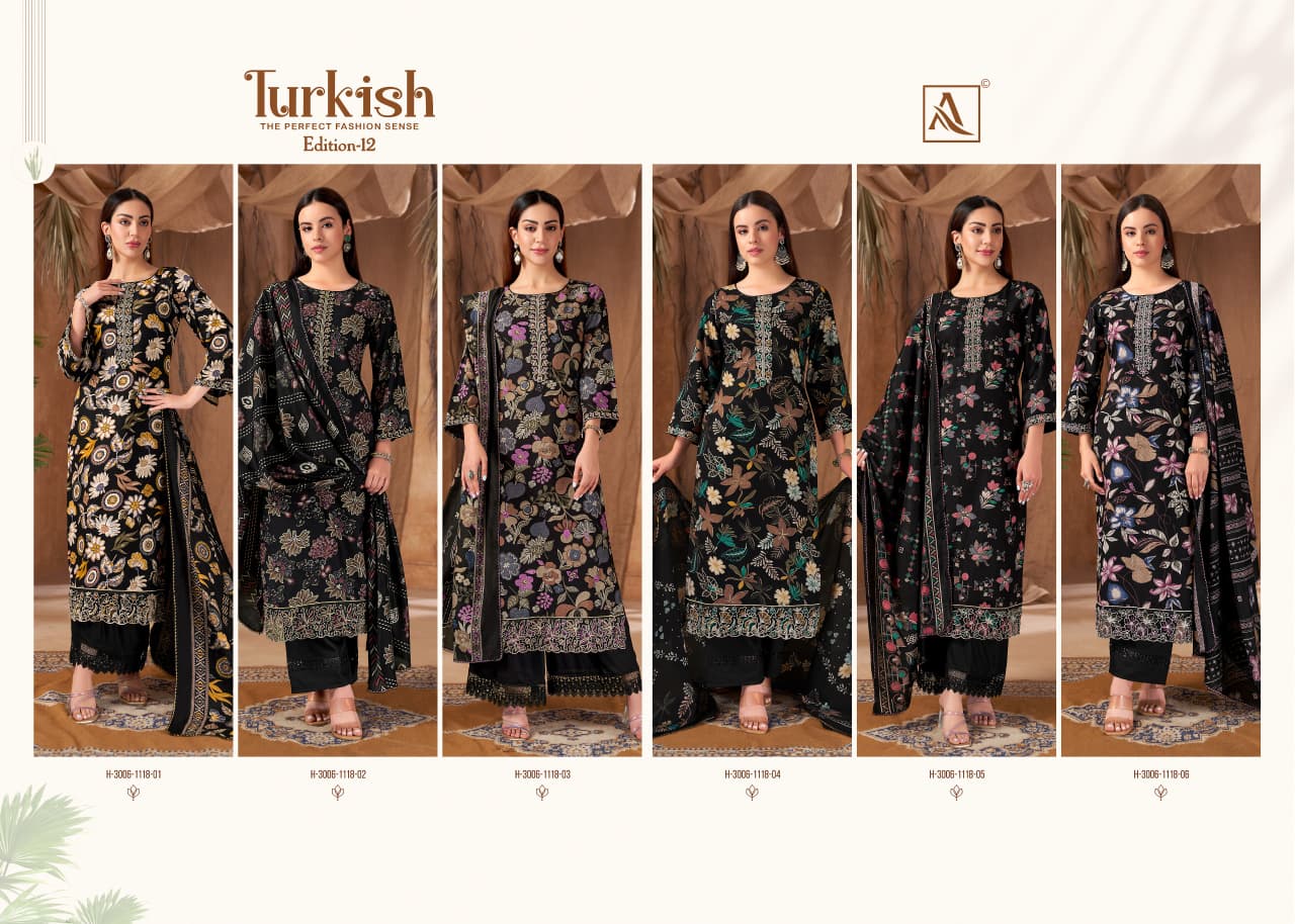 Turkish Edition 12 Alok Viscose Reyon Karachi Salwar Suits Wholesale Price