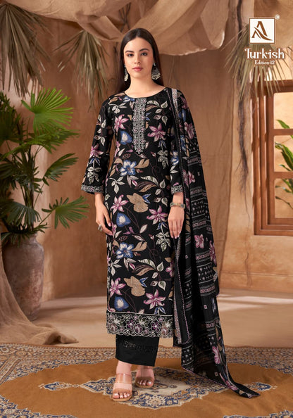 Turkish Edition 12 Alok Viscose Reyon Karachi Salwar Suits Wholesale Price