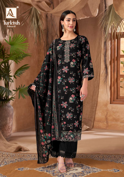 Turkish Edition 12 Alok Viscose Reyon Karachi Salwar Suits Wholesale Price