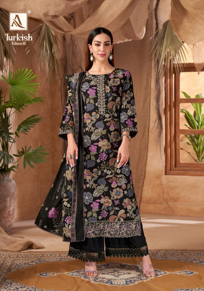 Turkish Edition 12 Alok Viscose Reyon Karachi Salwar Suits Wholesale Price