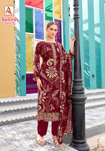 Turkish Edition 14 Alok Viscose Reyon Karachi Salwar Suits Manufacturer Ahmedabad