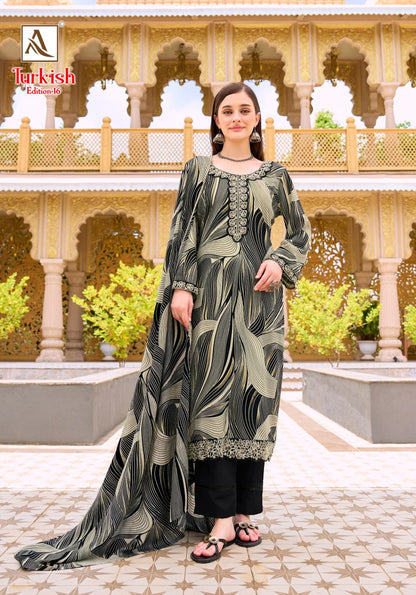 Turkish Edition 16 Alok Viscose Reyon Karachi Salwar Suits Wholesale Price