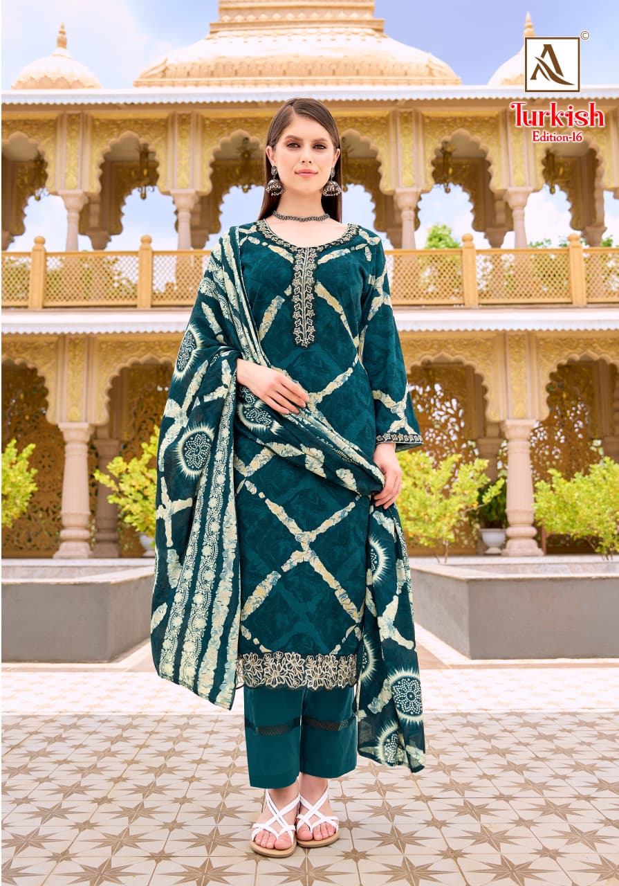 Turkish Edition 16 Alok Viscose Reyon Karachi Salwar Suits Wholesale Price