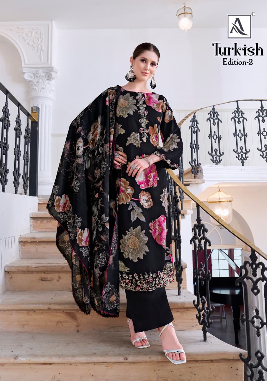 Turkish Edition 2 Alok Viscose Reyon Karachi Salwar Suits Wholesale Rate