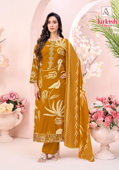 Turkish Edition 6 Alok Viscose Reyon Karachi Salwar Suits Supplier India