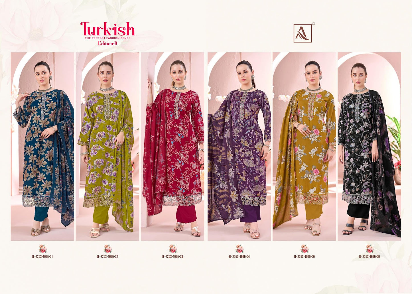 Turkish Edition 8 Alok Viscose Reyon Karachi Salwar Suits Wholesale