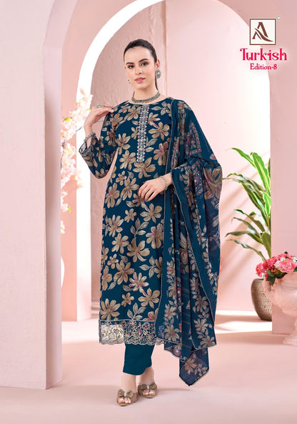 Turkish Edition 8 Alok Viscose Reyon Karachi Salwar Suits Wholesale