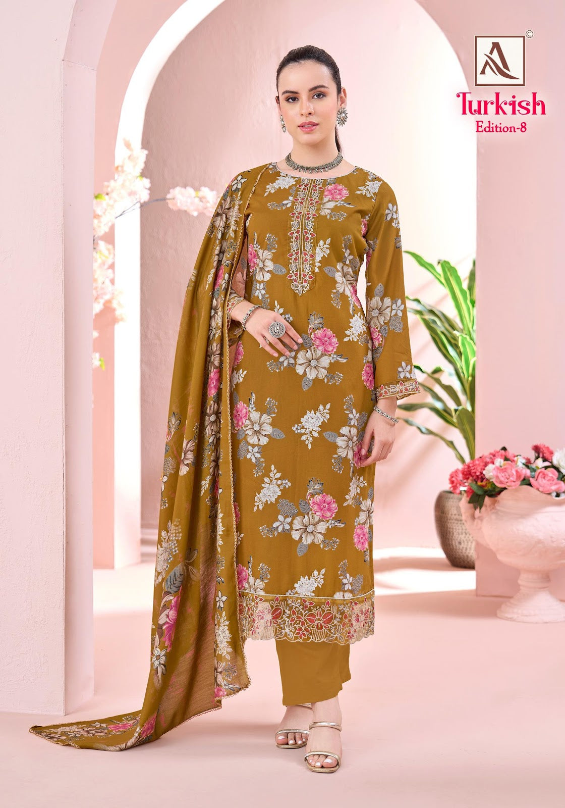 Turkish Edition 8 Alok Viscose Reyon Karachi Salwar Suits Wholesale