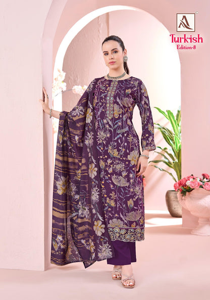 Turkish Edition 8 Alok Viscose Reyon Karachi Salwar Suits Wholesale