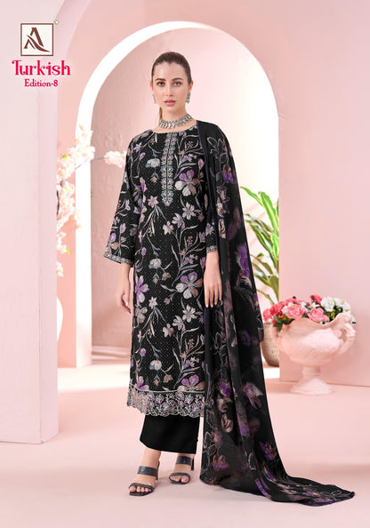 Turkish Edition 8 Alok Viscose Reyon Karachi Salwar Suits Wholesale