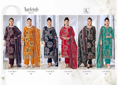 Turkish Edition 9 Alok Viscose Reyon Karachi Salwar Suits Wholesale
