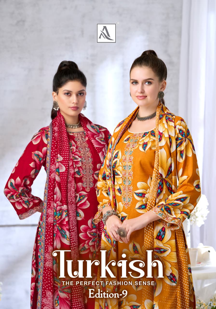 Turkish Edition 9 Alok Viscose Reyon Karachi Salwar Suits Wholesale