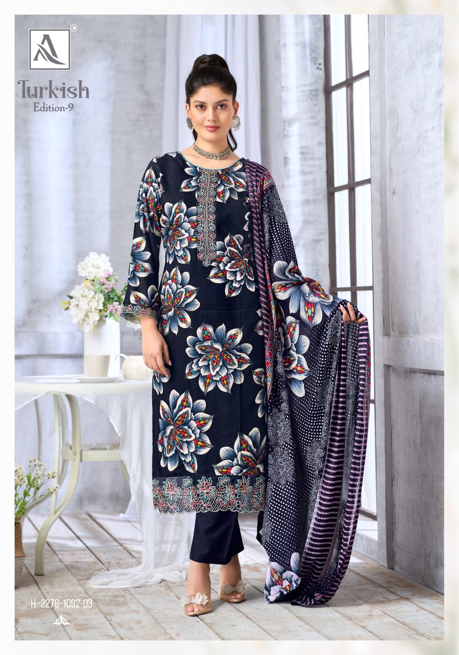Turkish Edition 9 Alok Viscose Reyon Karachi Salwar Suits Wholesale