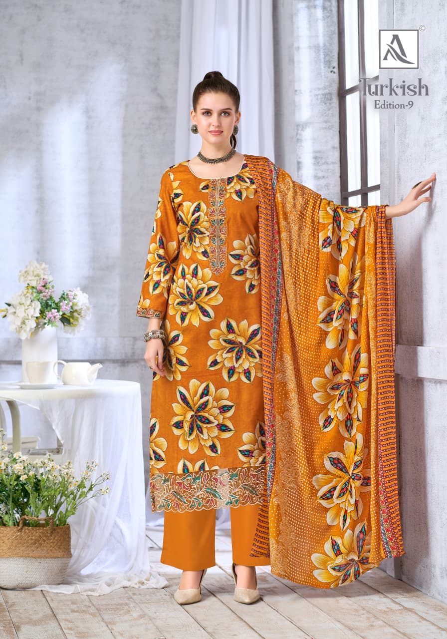 Turkish Edition 9 Alok Viscose Reyon Karachi Salwar Suits Wholesale