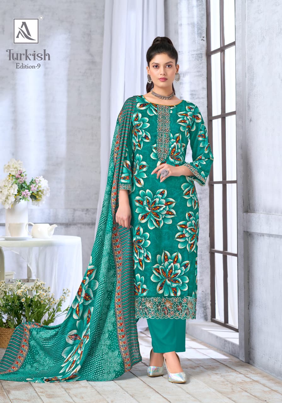 Turkish Edition 9 Alok Viscose Reyon Karachi Salwar Suits Wholesale