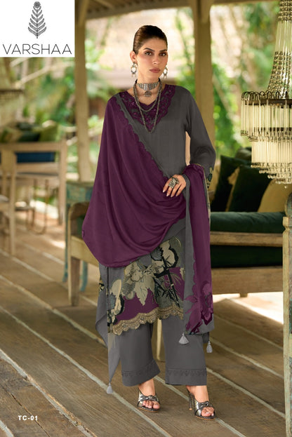 Tuscany 2 Varshaa Viscose Muslin Pakistani Salwar Suits Supplier Ahmedabad