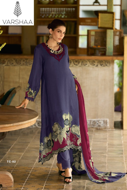 Tuscany 2 Varshaa Viscose Muslin Pakistani Salwar Suits Supplier Ahmedabad