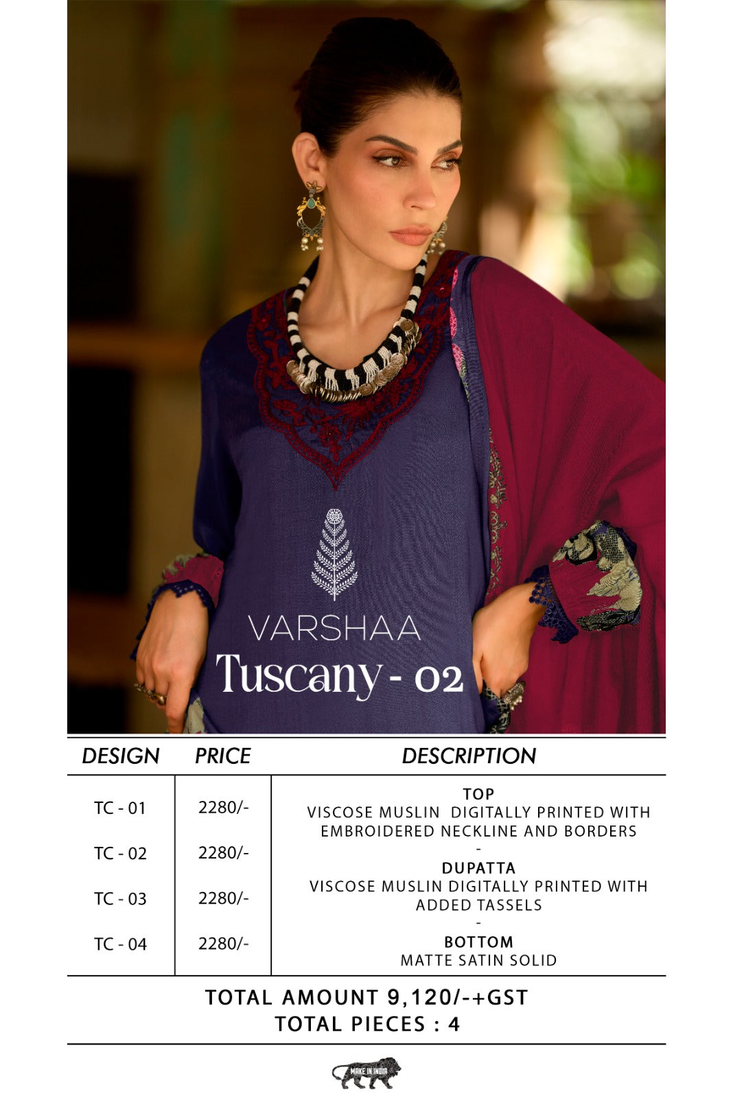 Tuscany 2 Varshaa Viscose Muslin Pakistani Salwar Suits Supplier Ahmedabad