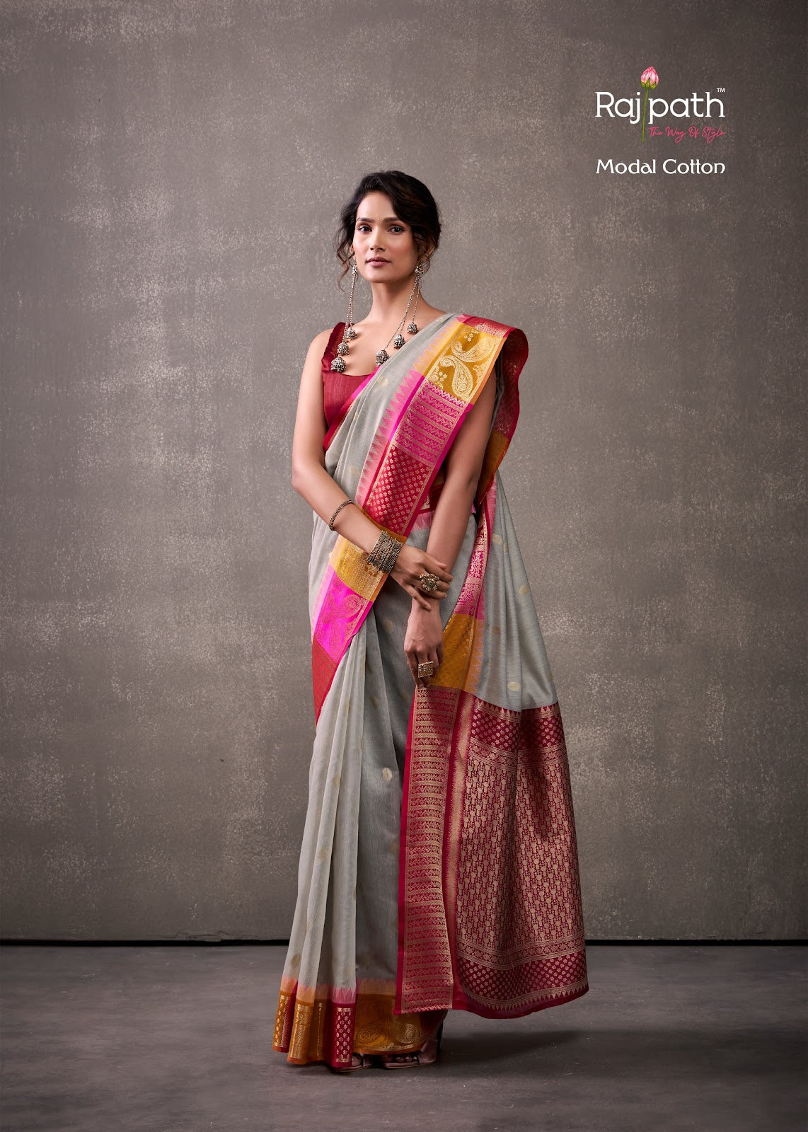 Tuti Fruti Silk Rajpath Modal Cotton Sarees Supplier