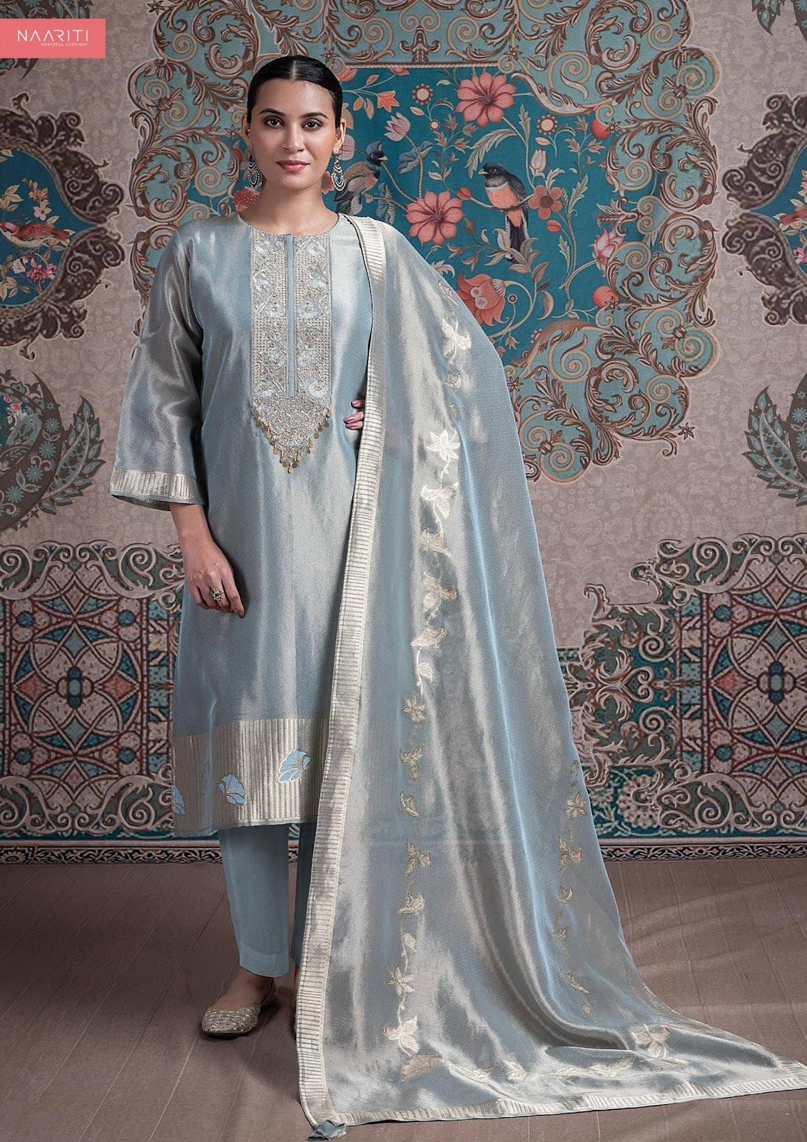 Tuveen Naariti Tissue Jacquard Pant Style Suits Wholesaler Ahmedabad
