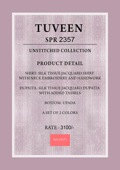 Tuveen Naariti Tissue Jacquard Pant Style Suits Wholesaler Ahmedabad