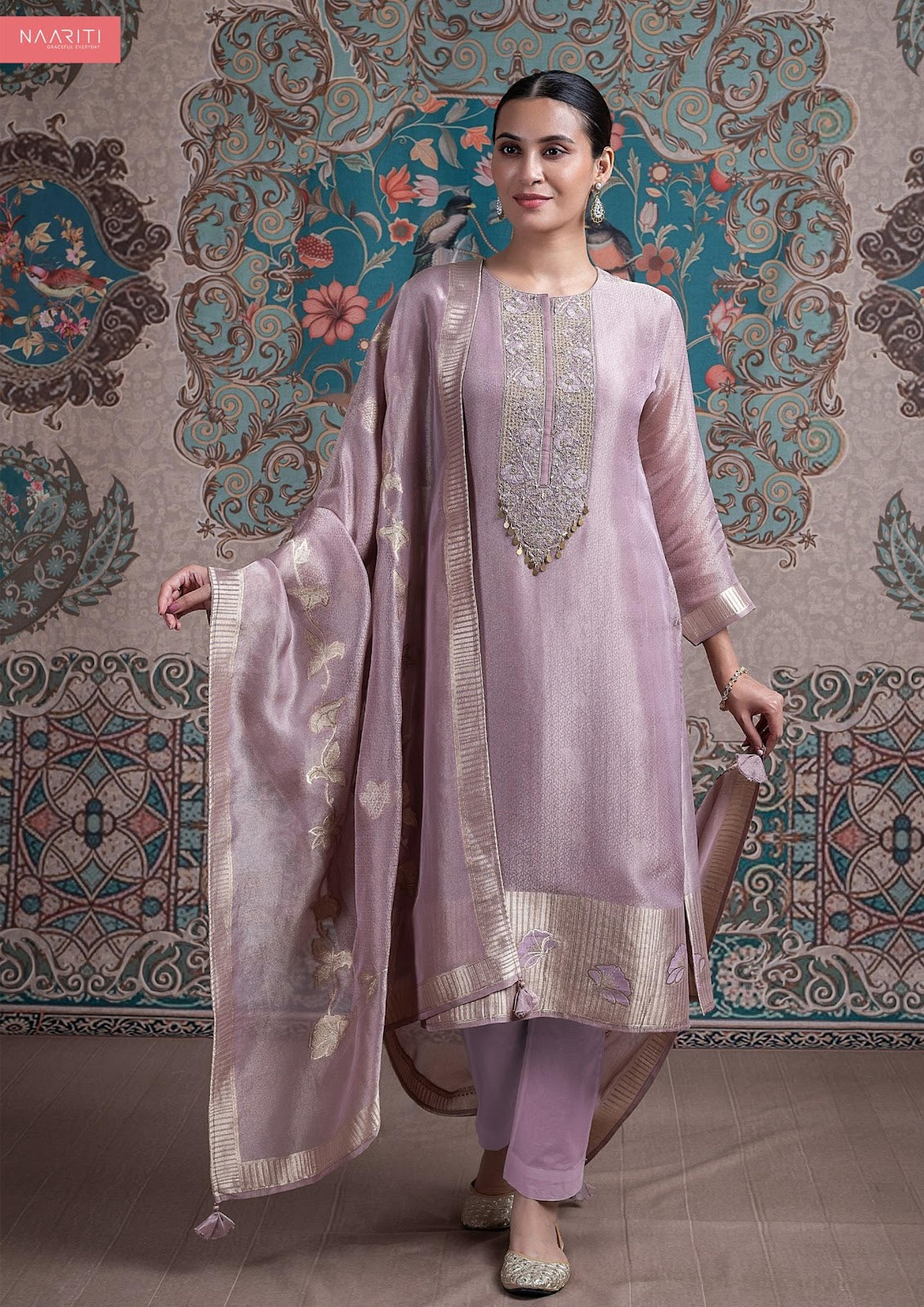 Tuveen Naariti Tissue Jacquard Pant Style Suits Wholesaler Ahmedabad